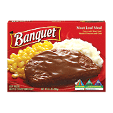Banquet&nbsp;&nbsp;meat loaf with mashed potatoes and corn Full-Size Picture
